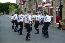 Morris dancers outside the Rose and Crown