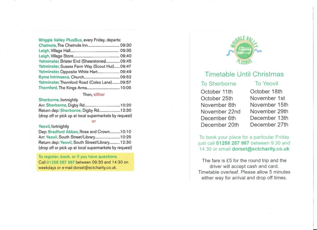 Bus Timetable until Christmas