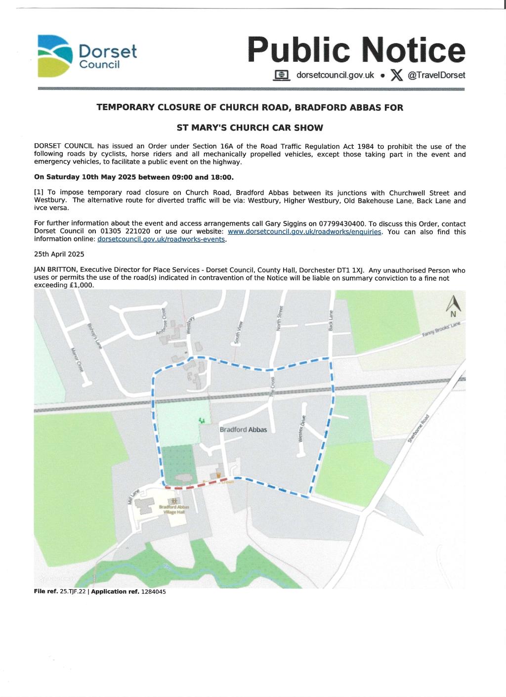 Road Closure St Mays Church Car Show