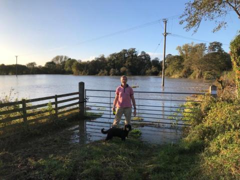 The flooded field on the Clifton side of Smiths Bridge