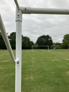 Closeup of new goalpost