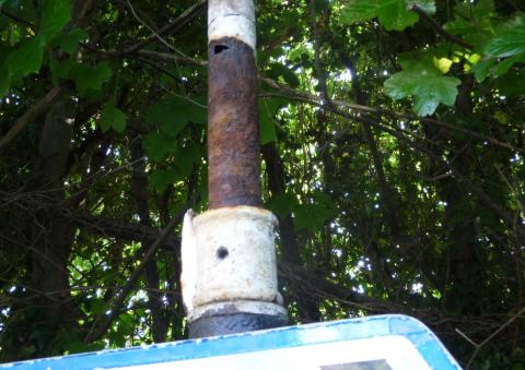 Corroded Spindle With Broken Bracket Collar Still Attached Corroded Spindle With Broken Bracket Collar Still Attached